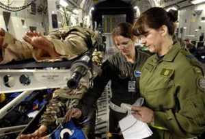 Medical Team on board medical evacuation flight returning from Afghanistan