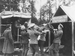 Wounded arrive at CAMC Casualty Clearing Station