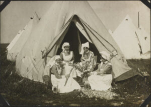 Canadian Army Medical Corps nursing sister taking a break at No 2 General Hospital Le Treport, France