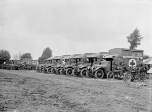2 Canadian Field Ambulance motor ambulance and support vehicles