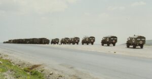 4 Field Ambulance on road move en route to "Tent City" in Slopi on Turkey/Iraq border