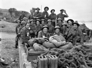 Nursing Sisters of No. 10 Canadian General Hospital, R.C.A.M.C., landing at Arromanches, France, 23 July 1944, about six weeks after D-Day.